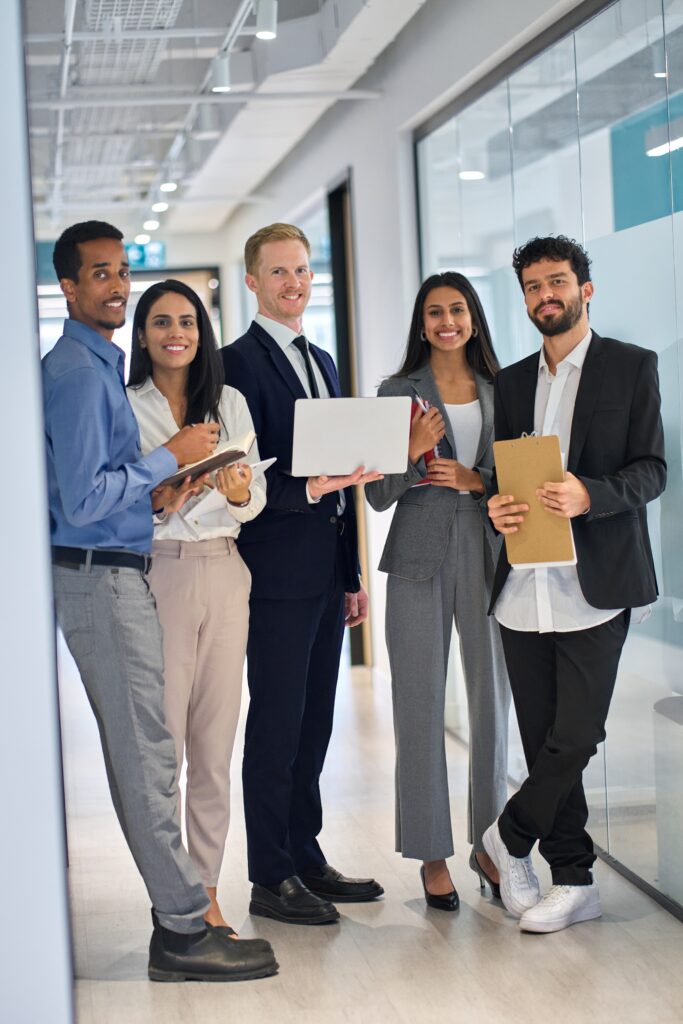 professional,diverse,international,team,young,business,people,workers,standing,in